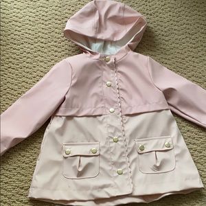 Blush/dusty pink rain goat with gold buttons